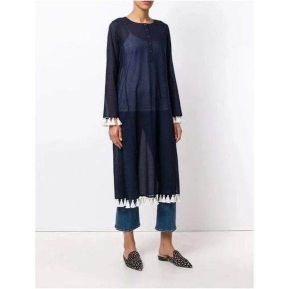 TORY BURCH Fringe Beach Sandy Tunic Midi Dress - Picture 1 of 5